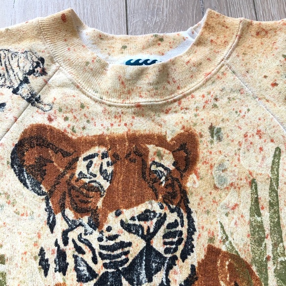 Vintage 90’s TIGER AOP Deep Sea T’s Sweatshirt Adult Unisex Large Made in USA - Picture 5 of 12